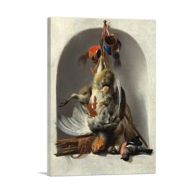Still Life with Birds and Hunting Gear in a Niche 1633 (Type: Standard Framed Canvas Print, size: 16" x 12" / 42cm x 30cm (approx))